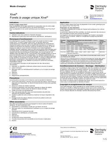 Dentsply Sirona Xive Implant System Surgical Instruments Xive BoneCondenser ǀ FR ǀ 2018-07 Mode d'emploi | Fixfr