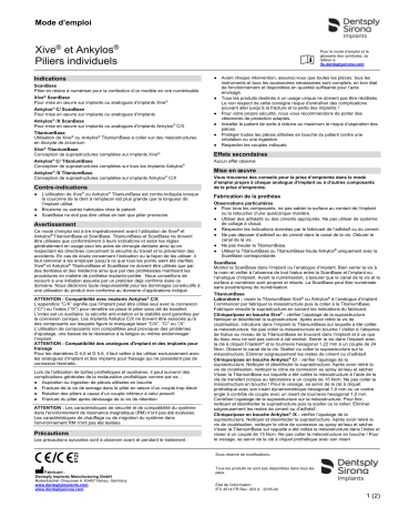 Dentsply Sirona Xive and Ankylos Surgical Ratchet Mode d'emploi | Fixfr