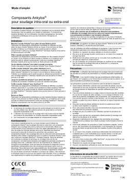 Dentsply Sirona Ankylos Components for Intraoral or Extraoral Welding ǀ FR ǀ 2021-01 Mode d'emploi