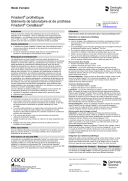 Dentsply Sirona Friadent Prosthetics Laboratory and Prosthetic Components Friadent CeraBase ǀ FR ǀ 2019-02 Mode d'emploi