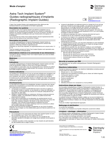 Dentsply Sirona ATIS Radiographic Implant Guides ǀ FR ǀ 2020-03 Mode d'emploi | Fixfr