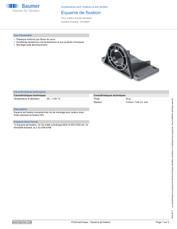 Baumer Mounting adaptor Mounting solid shaft encoder Fiche technique | Fixfr