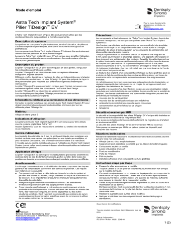 Dentsply Sirona ATIS EV TiDesign ǀ FR ǀ 2018-04 Mode d'emploi | Fixfr