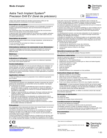 Dentsply Sirona ATIS EV Precision Drill EV ǀ FR ǀ 2018-04 Mode d'emploi | Fixfr