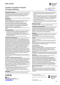 Dentsply Sirona Ankylos Implant System Snap Attachment ǀ FR ǀ 2020-12 Mode d'emploi