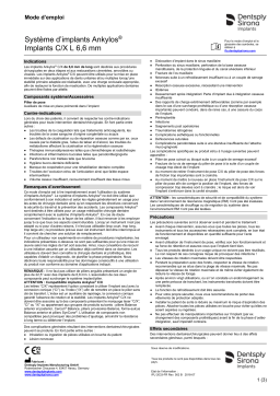 Dentsply Sirona Ankylos Implant System C X Implants L 6,6 mm ǀ FR ǀ 2018-07 Mode d'emploi