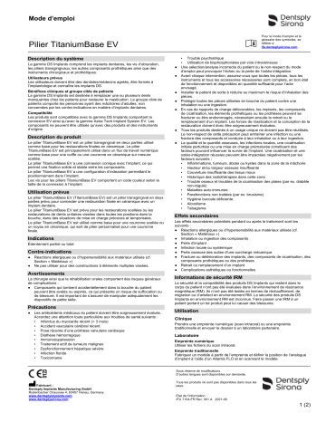 Dentsply Sirona TitaniumBase EV ǀ FR ǀ 2021-06 Mode d'emploi | Fixfr