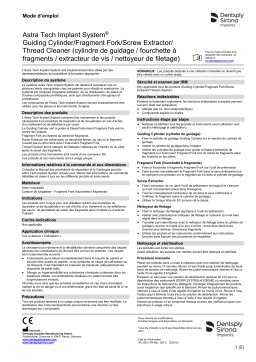 Dentsply Sirona ATIS Guiding Cylinder Fragment Fork Screw Extractor Thread Cleaner ǀ FR ǀ 2020-03 Mode d'emploi