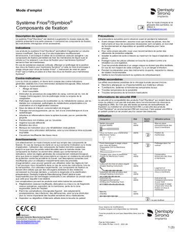 Dentsply Sirona Frios Symbios System Fixation Components ǀ FR ǀ 2021-08 Mode d'emploi | Fixfr