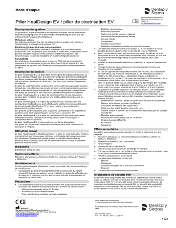 Dentsply Sirona HealDesign EV Healing Abutment EV ǀ FR ǀ 2021-06 Mode d'emploi | Fixfr