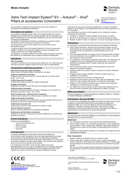 Dentsply Sirona ATIS EV Ankylos Xive Conometric Abutments and Accessories ǀ FR ǀ 2020-08 Mode d'emploi