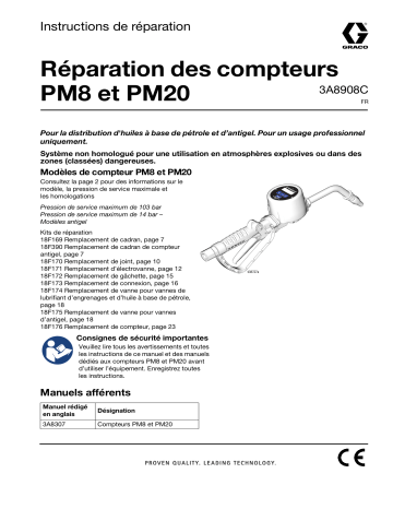 Graco 3A8908C, Réparation des compteurs PM8 et PM20, Réparation, Pièces, Français Manuel du propriétaire | Fixfr