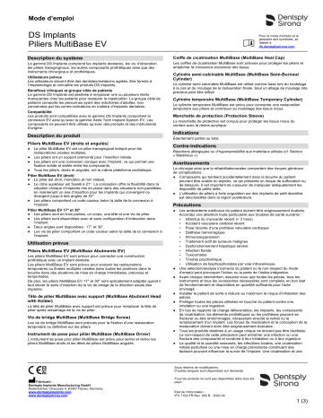 Dentsply Sirona MultiBase Abutments EV ǀ FR ǀ 2022-04 Mode d'emploi | Fixfr