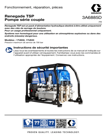 Graco 3A6885D, Pompe Renegade TSP Torque Series, Fonctionnement, Réparation, Pièces, Français Manuel du propriétaire | Fixfr