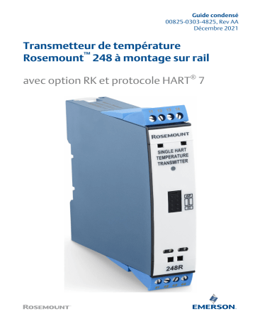 Rosemount Transmetteur de température 248 à montage sur rail Mode d'emploi | Fixfr