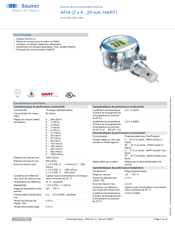 Baumer AFI4 Conductivity measurement Fiche technique | Fixfr