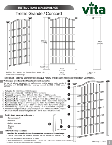 Concord Trellis | Vita Grande Trellis Mode d'emploi | Fixfr