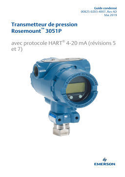 Rosemount 3051P Transmetteur de pression avec protocole HART® 4-20 mA (révisions 5 et 7) Mode d'emploi