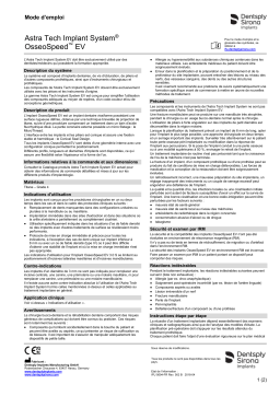 Dentsply Sirona ATIS EV OsseoSpeed EV ǀ FR ǀ 2018-04 Mode d'emploi