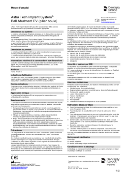 Dentsply Sirona ATIS EV Ball Abutment ǀ FR ǀ 2018-04 Mode d'emploi