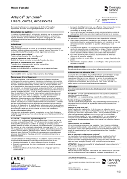 Dentsply Sirona Ankylos SynCone Abutments Caps Accessories ǀ FR ǀ 2020-12 Mode d'emploi