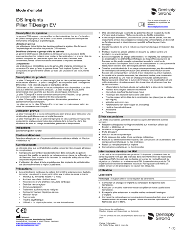 Dentsply Sirona TiDesign EV ǀ FR ǀ 2022-04 Mode d'emploi | Fixfr