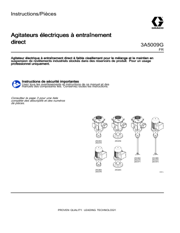 Graco 3A5009G, Agitateurs électriques à entraînement direct Mode d'emploi | Fixfr