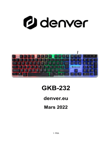 Denver GKB-232 Nordic RGB Gaming keyboard Manuel utilisateur | Fixfr