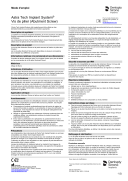 Dentsply Sirona ATIS Abutment Screw ǀ FR ǀ 2018-04 Mode d'emploi