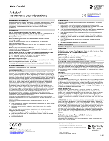 Dentsply Sirona Ankylos Repair instruments ǀ FR ǀ 2020-12 Mode d'emploi | Fixfr