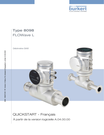 Burkert 8098 FLOWave SAW flowmeter Manuel utilisateur | Fixfr