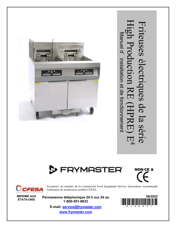 Frymaster RE Series E4 High Production RE (HPRE) Electric Mode d'emploi | Fixfr