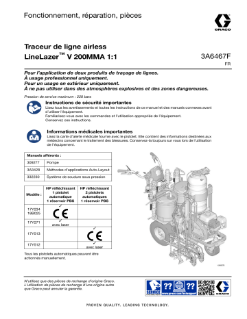 Graco 3A6467F, LineLazer V 200MMA 1: 1 Traceurs de lignes airless, Fonctionnement, Réparation, Pièces, Français Manuel du propriétaire | Fixfr