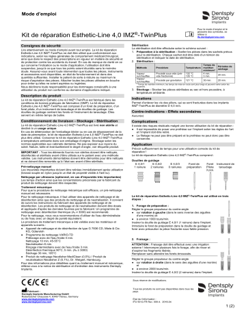 Dentsply Sirona IMZ TwinPlus RepairSet Esthetic Line 4.0 ǀ FR ǀ 2018-04 Mode d'emploi | Fixfr