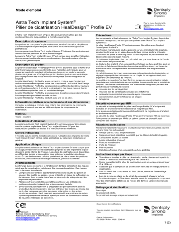 Dentsply Sirona ATIS EV HealDesign Profile ǀ FR ǀ 2018-04 Mode d'emploi | Fixfr