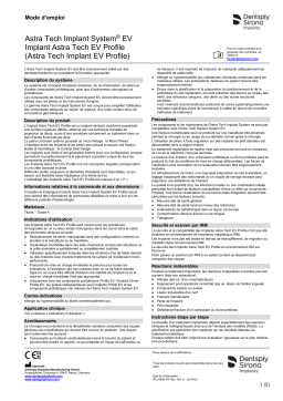 Dentsply Sirona ATIS EV Astra Tech Implant EV Profile ǀ FR ǀ 2019-05 Mode d'emploi