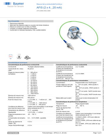 Baumer AFI5 Conductivity measurement Fiche technique | Fixfr