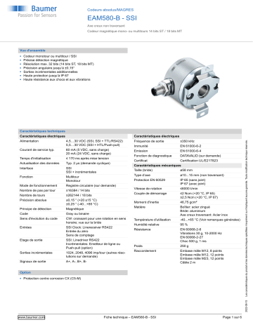 Baumer EAM580-B - SSI Absolute encoder Fiche technique | Fixfr