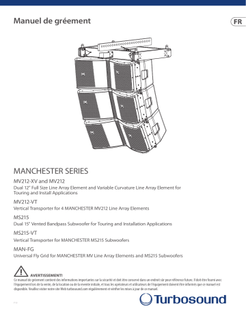 MV212-VT | MS215-VT | MV212-XV | MAN-FG | MS215 | Turbosound MV212 Loudspeaker Manuel du propriétaire | Fixfr