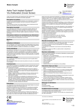 Dentsply Sirona ATIS Cover Screw ǀ FR ǀ 2018-04 Mode d'emploi