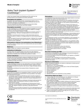 Dentsply Sirona ATIS CastDesign ǀ FR ǀ 2018-04 Mode d'emploi | Fixfr