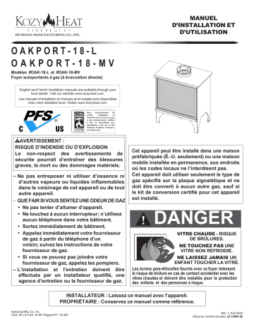 Kozyheat Oakport 18 Gas Stove Manuel du propriétaire | Fixfr