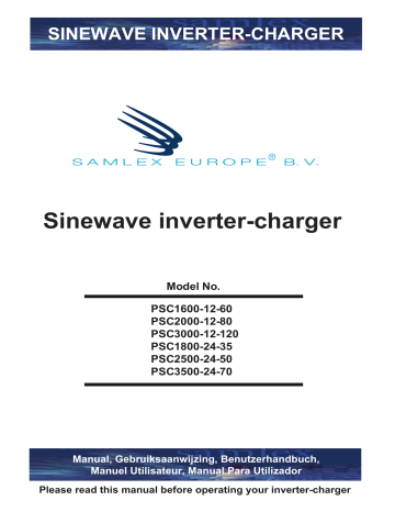 PSC1800-24-35 | PSC1600-12-60 | PSC2000-12-80 | PSC2500-24-50 | Samlexpower PSC3500-24-70 Manuel du propriétaire | Fixfr