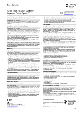 Dentsply Sirona ATIS OsseoSpeed implants ǀ FR ǀ 2018-04 Mode d'emploi