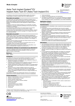 Dentsply Sirona ATIS EV Astra Tech Implant EV ǀ FR ǀ 2021-04 Mode d'emploi