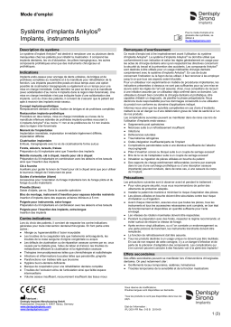 Dentsply Sirona Ankylos Implant System Implants Instruments ǀ FR ǀ 2019-09 Mode d'emploi