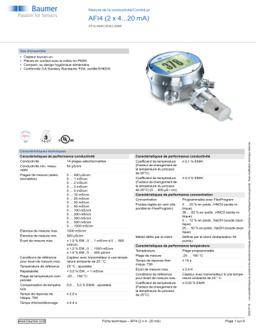 Baumer AFI4 Conductivity measurement Fiche technique | Fixfr