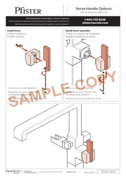 Pfister Verve HHL-LG6-1VRVLD Lever Handle Kit for Freestanding Tub Filler Manuel utilisateur