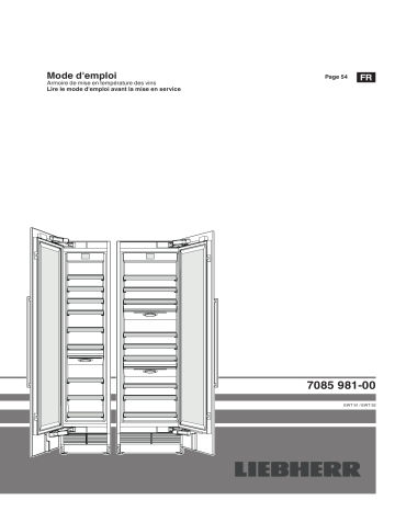 EWT 9275 | EWT 9175 avec ouverture de porte à gauche | Liebherr EWT 9175 avec ouverture de porte à droite Armoire de mise en température des vins encastrable Mode d'emploi | Fixfr