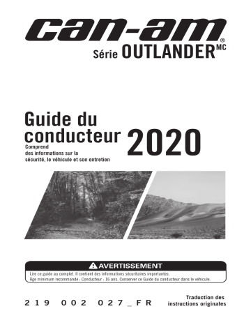 Can-Am Outlander Series 650/850/1000 2020 Manuel du propriétaire | Fixfr